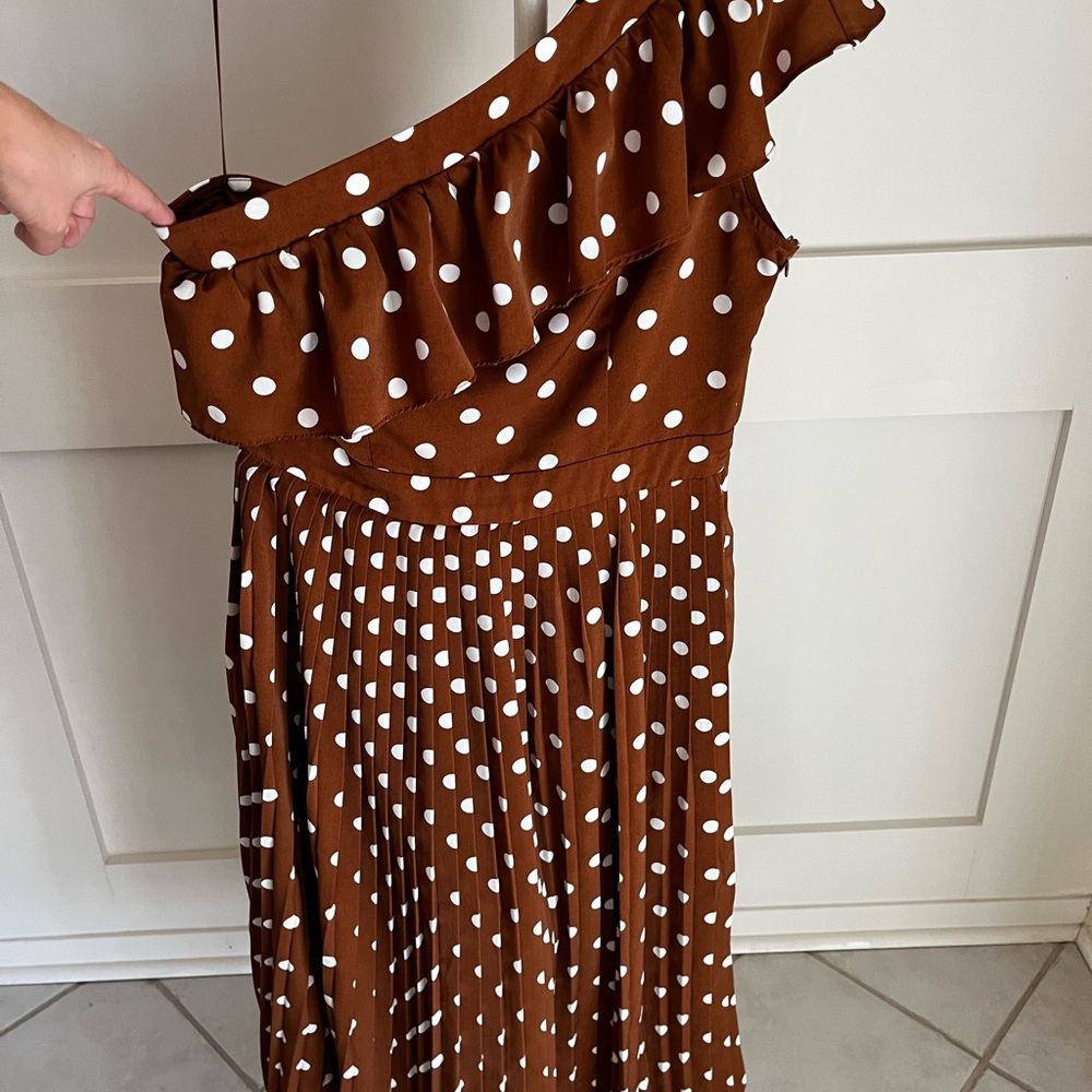 English Factory Brown Dress with White Dots